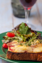 Gegrilltes Käse-Sandwich mit Salat