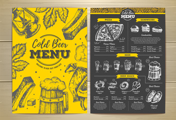 Vintage cold beer menu design