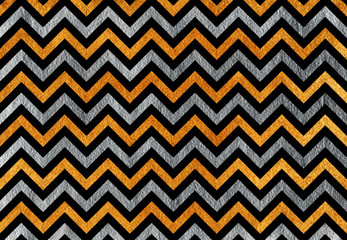 Golden and silver painted stripes background, chevron.