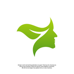 Nature Brain Logo Design Concept, Brain Mind with Leaf Logo - Vector Illustration - Vector