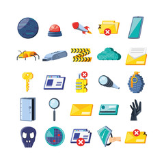 set icons of cyber security