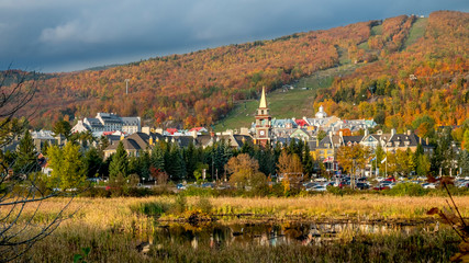 The village of Mont Tremblant in the fall in Quebec, Canada