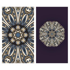 Flyers, Banner Template With Mandala Ornament. Vector Design. Ottoman, Arabic, Oriental, Turkish, Indian,Motif