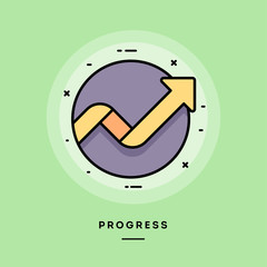 Progress, flat design thin line banner, usage for e-mail newsletters, web banners, headers, blog posts, print and more. Vector illustration.