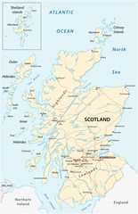 High detailed Scotland road map with labeling