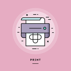 Print, flat design thin line banner, usage for e-mail newsletters, web banners, headers, blog posts, print and more. Vector illustration.