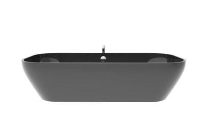 3D illustration of a black bathtub isolated on a white background