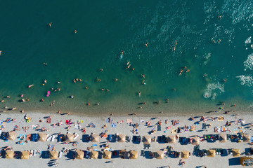 Top aerial view of the beach