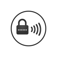 Wireless lock icon, smart lock security system. Vector illustration isolated on white background.