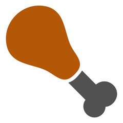 Fried chicken leg vector icon on a white background. An isolated flat icon illustration of fried chicken leg with nobody.