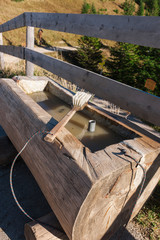 Brush on the wooden water trough