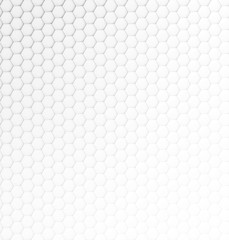 Abstract white and light gray hexagonal background with some lightness gradient.