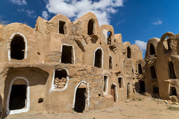 Granaries (grain stores) of a berber fortified village, known as  ksar.  Ksar Jlidet, Tunisia