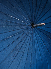 Closeup of umbrella texture in raindrops. .