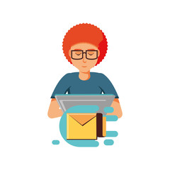 man with laptop and envelope mail