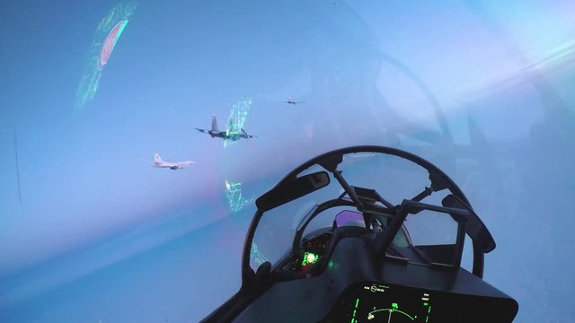 Three aircraft maneuvering in the frame