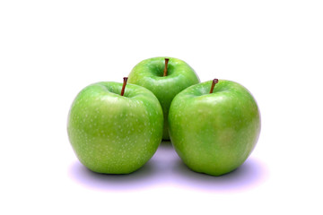 Green apples isolated on white background.