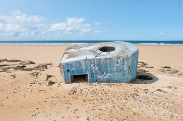 German second world war bunker left over on beach near Biville in Normady, France