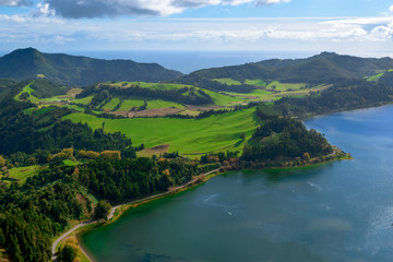 Fototapeta na wymiar Beautiful View over Furnas Lake, Azores