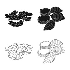 Vector design of pasta and carbohydrate icon. Collection of pasta and macaroni vector icon for stock.