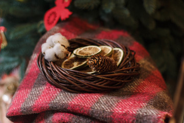 christmas wreath with dried orange slices