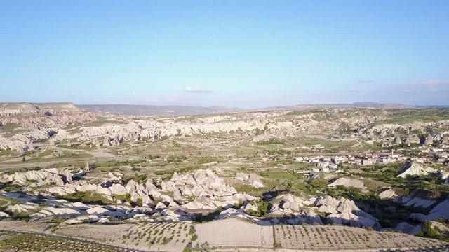 Aerial view of fairy chimneys at Urgup, Cappadocia, Turkey,