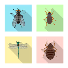 Isolated object of insect and fly symbol. Set of insect and element vector icon for stock.