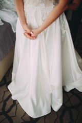Obraz na płótnie Canvas Wedding Dress. accessories at the bride's preparations.