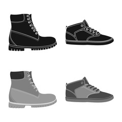 Vector design of shoe and footwear icon. Collection of shoe and foot vector icon for stock.