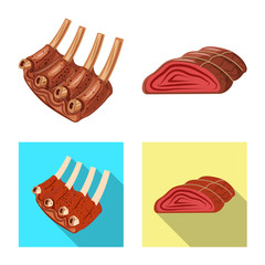 Vector illustration of meat and ham logo. Set of meat and cooking stock vector illustration.