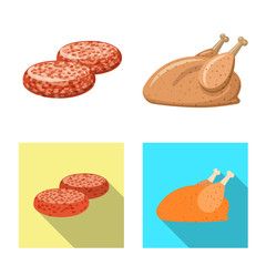 Isolated object of meat and ham logo. Collection of meat and cooking stock vector illustration.