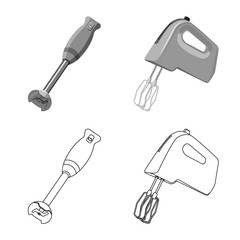 Vector design of kitchen and cook sign. Set of kitchen and appliance stock symbol for web.