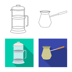 Vector design of kitchen and cook sign. Set of kitchen and appliance stock symbol for web.