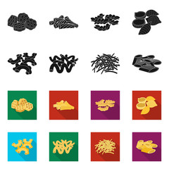 Vector illustration of pasta and carbohydrate logo. Collection of pasta and macaroni vector icon for stock.
