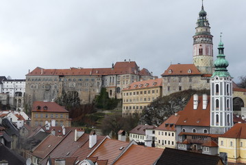 Naklejka na ściany i meble Blick auf die Burgen in Krumau, Tschechien