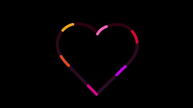 Beautiful colorful heart animation. Colored banner  for Valentine's Day.