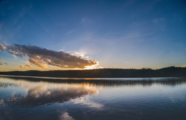 A cloud reflecting in the lake.
