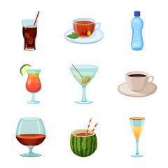 Vector illustration of drink and bar icon. Collection of drink and party stock vector illustration.