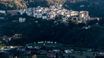 Fototapeta na wymiar winter panorama of the Italian village of Atina in Lazio region