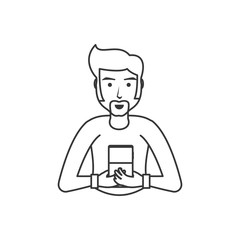 young man with smartphone device