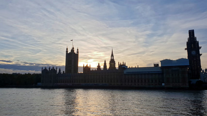 Fototapeta na wymiar House of Parliament silhouette at sunset - London, UK
