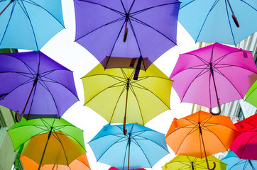 colorful umbrellas on a background