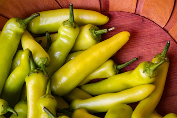 Peppers in a basket ready at the market