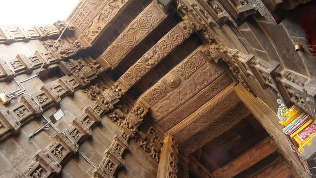 High ceiling with carved pattern of gate over thousand years old Tiruvannamalai
