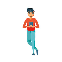 young man with smartphone device