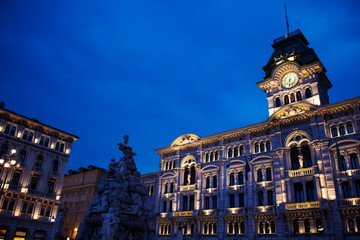 city hall in Trieste at night Italy - 240664764