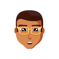 head of young man black with eyeglasses