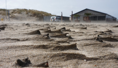 Sand Formations in stormy weather at Monster, Netherlands