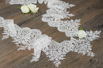 Beautiful delicate white lace woven in circles