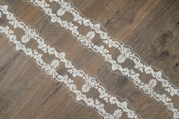 Beautiful delicate white lace woven in circles